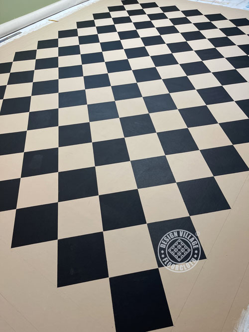 Diamond pattern floorcloth