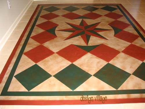 Mariners Compass with diamonds Floorcloth