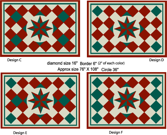 Mariners Compass with diamonds Floorcloth