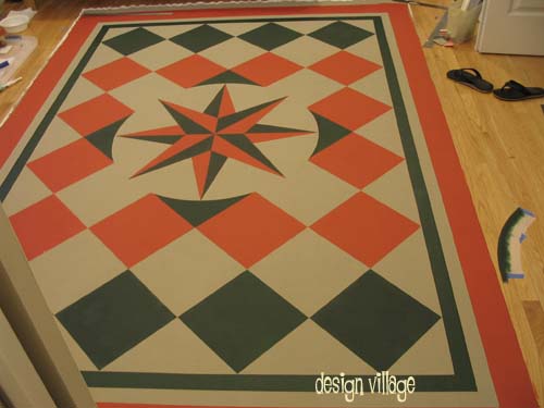 Mariners Compass with diamonds Floorcloth