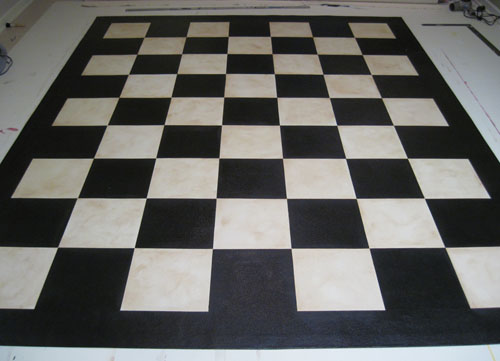 Black and White Checks Floorcloth