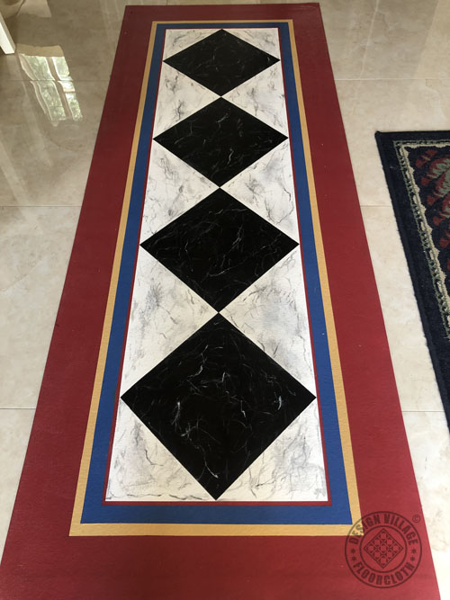 marbleized Diamond Pattern Floorcloth