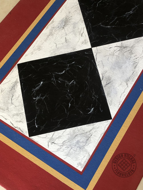 marbleized Diamond Pattern Floorcloth