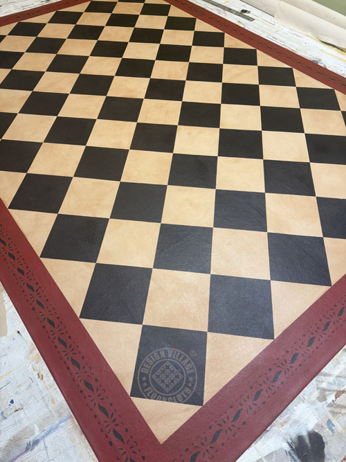 Diamonds with Benjamin Pierce border Floorcloth