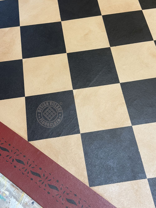 Diamonds with Benjamin Pierce border Floorcloth