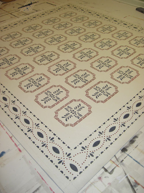 Farnum House Floorcloth with Bump Tavern Motif