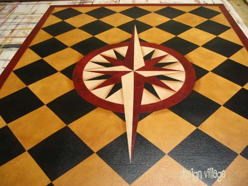 Mariners Compass with diamonds Floorcloth