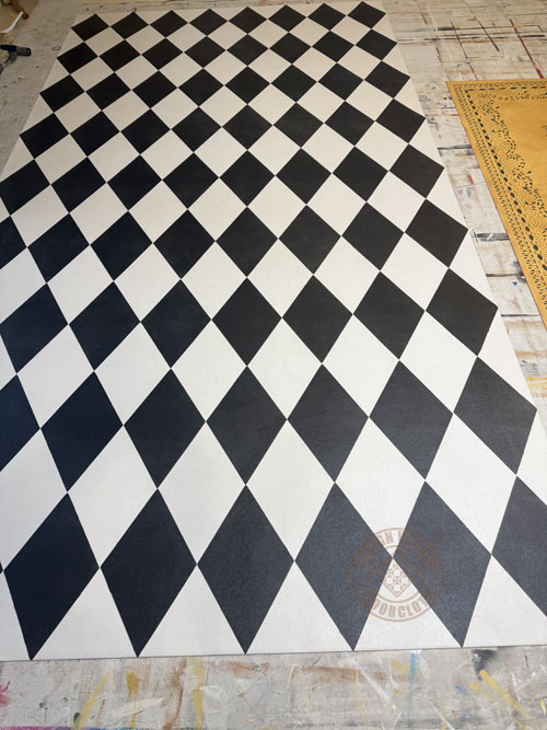 Floorcloth after stenciling