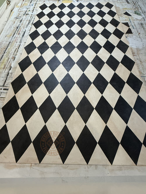 Floorcloth after stenciling