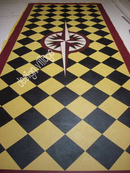 Mariners Compass with diamonds Floorcloth