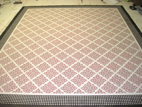 Toile with Plaid Floorcloth