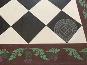 Thistle floorcloth with diamonds