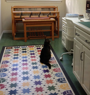 cat on the craftroom floorcloth